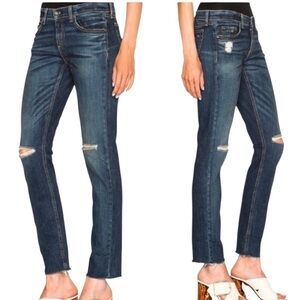 RAG & BONE Women's Mabel Distressed Raw Hem Boyfriend Cut Blue Jeans Size 26 EUC